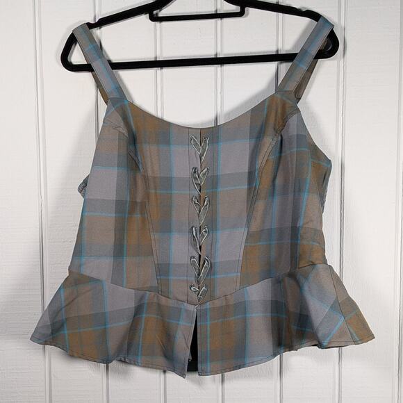 Hot Topic x Outlander MacKenzie Tartan Plaid Peplum Corset Top Plus Size 1x - Picture 3 of 7